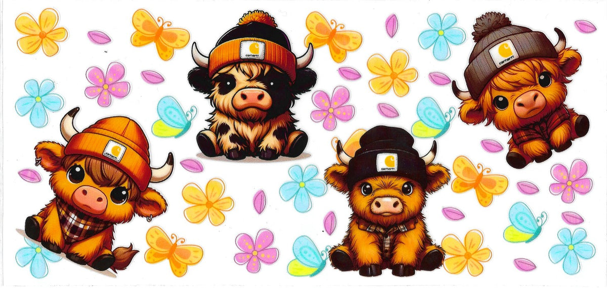 #410- Highland Cow (Flowers & Butterflies)