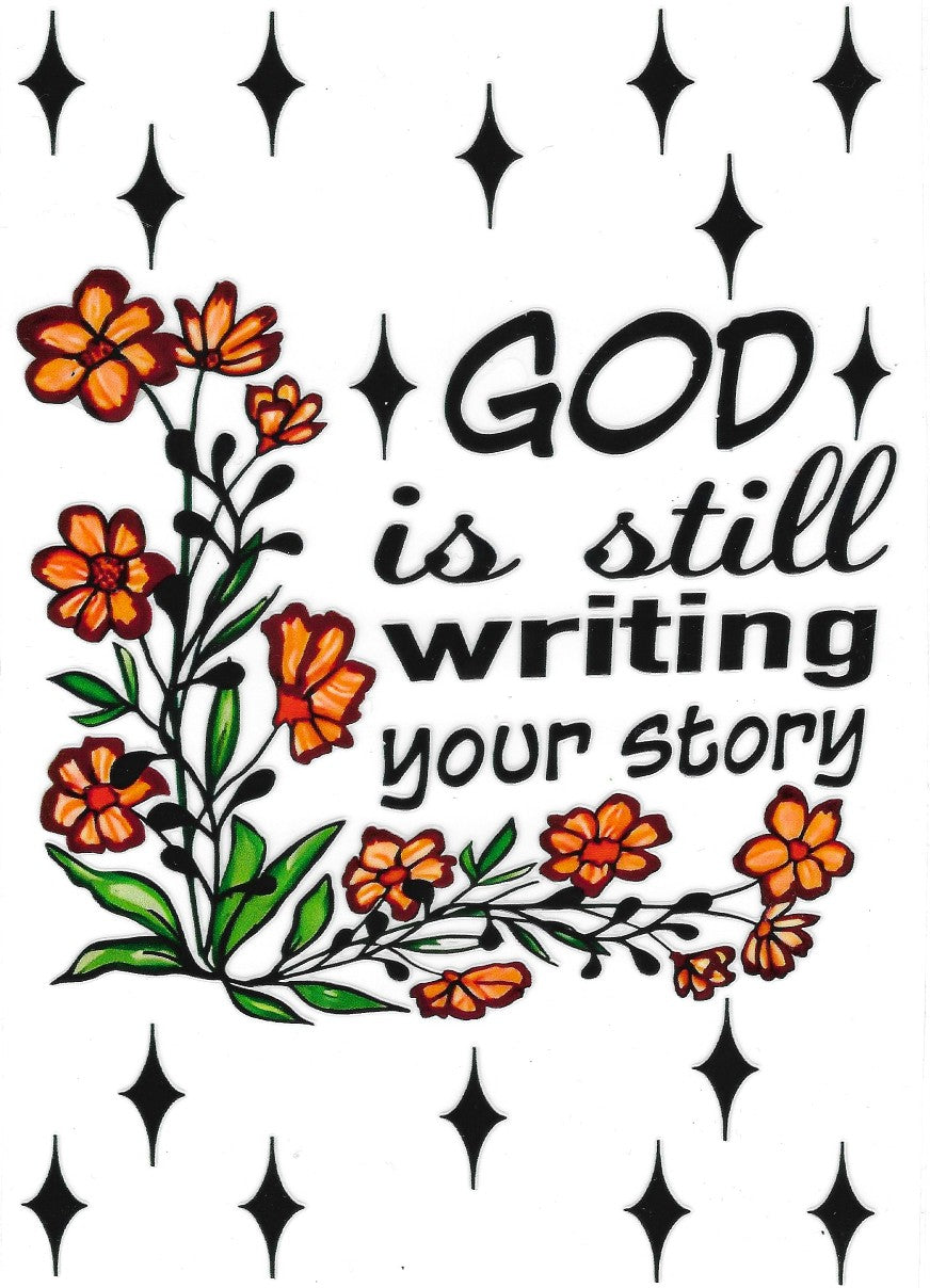 "God is still writing your story" Notebook wrap (orange) #302