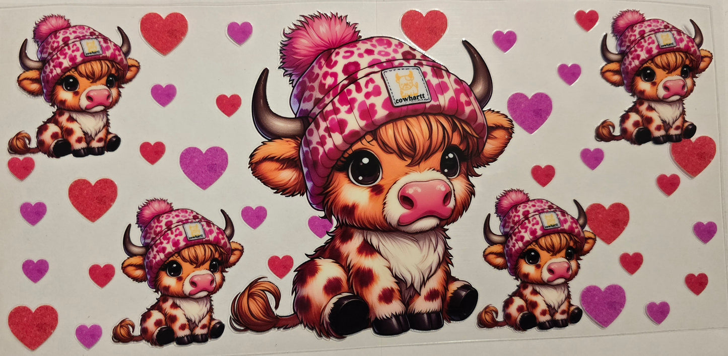 #400- Highland Cow (Red & Pink hearts)