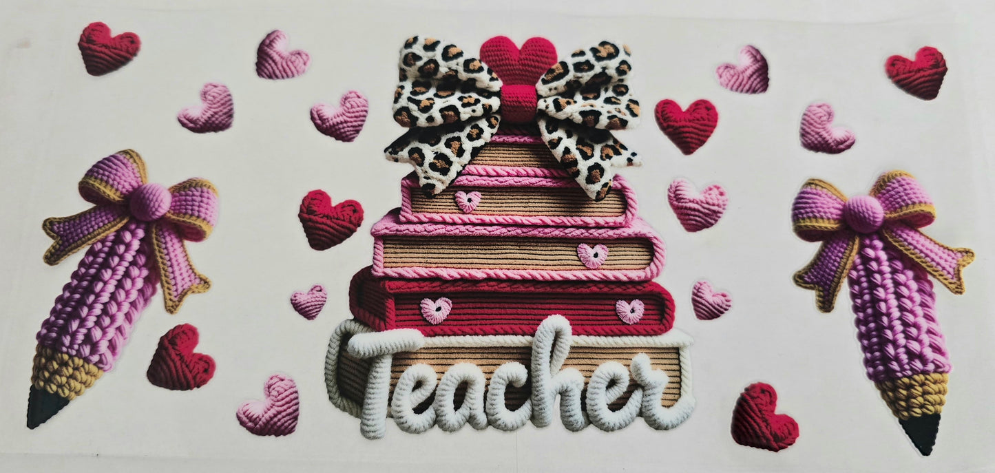 #613- Teacher (Pencil, heart, bows)