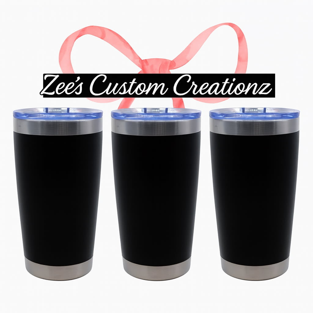 20oz Stainless Steel Insulated Tumbler with clear lid and straw- Black