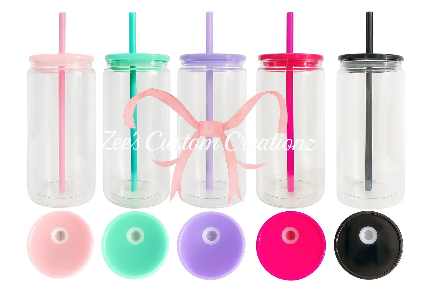 16oz Acrylic Snow Globe Tumbler with colored lid and Straw