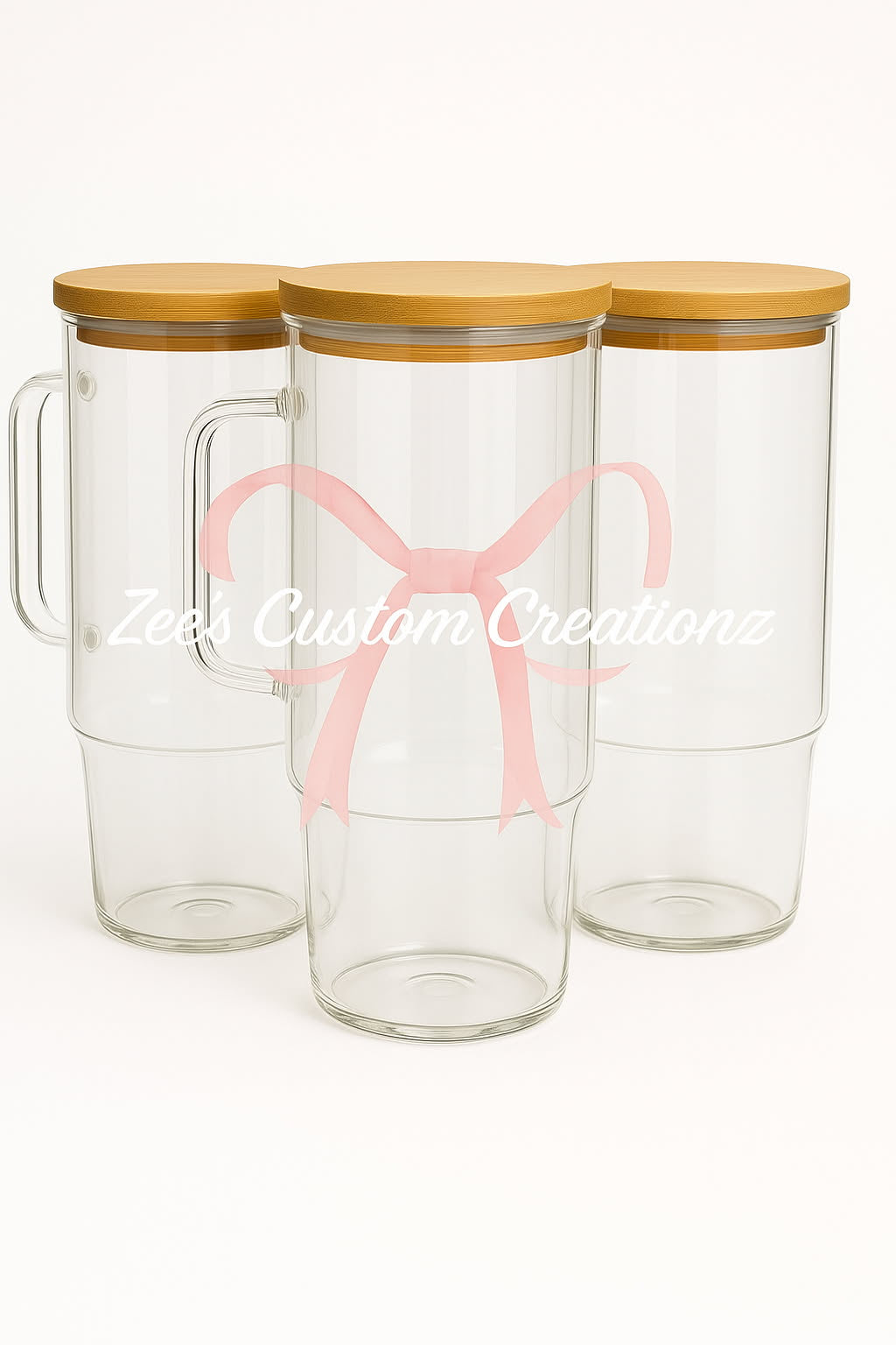 40oz Glass tumbler w/bamboo lid