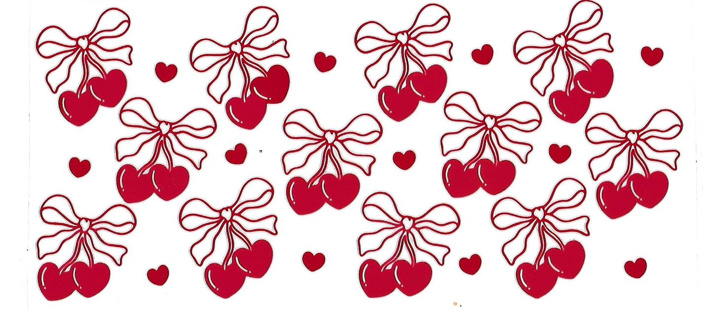 #4008- Red outline bow & hearts