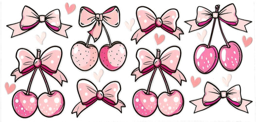 #4009- Light pink bows & pink cherries
