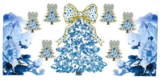 "Blue Christmas Trees" cup wrap- #216