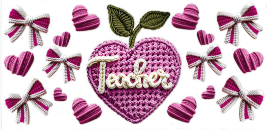 #612- Teacher (Pink heart apple)