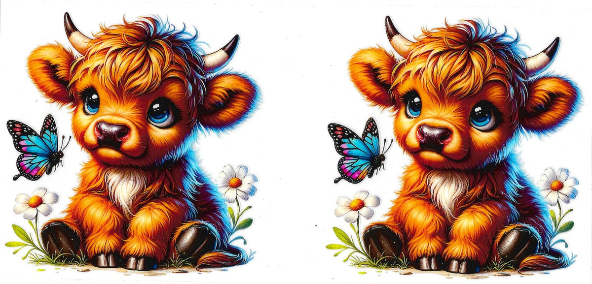 #407- Highland Cow (Blue & Butterfly)