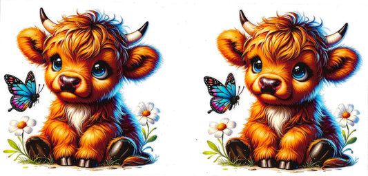 #407- Highland Cow (Blue & Butterfly)