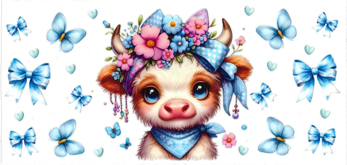 #411- Highland Cow (Blue bows)