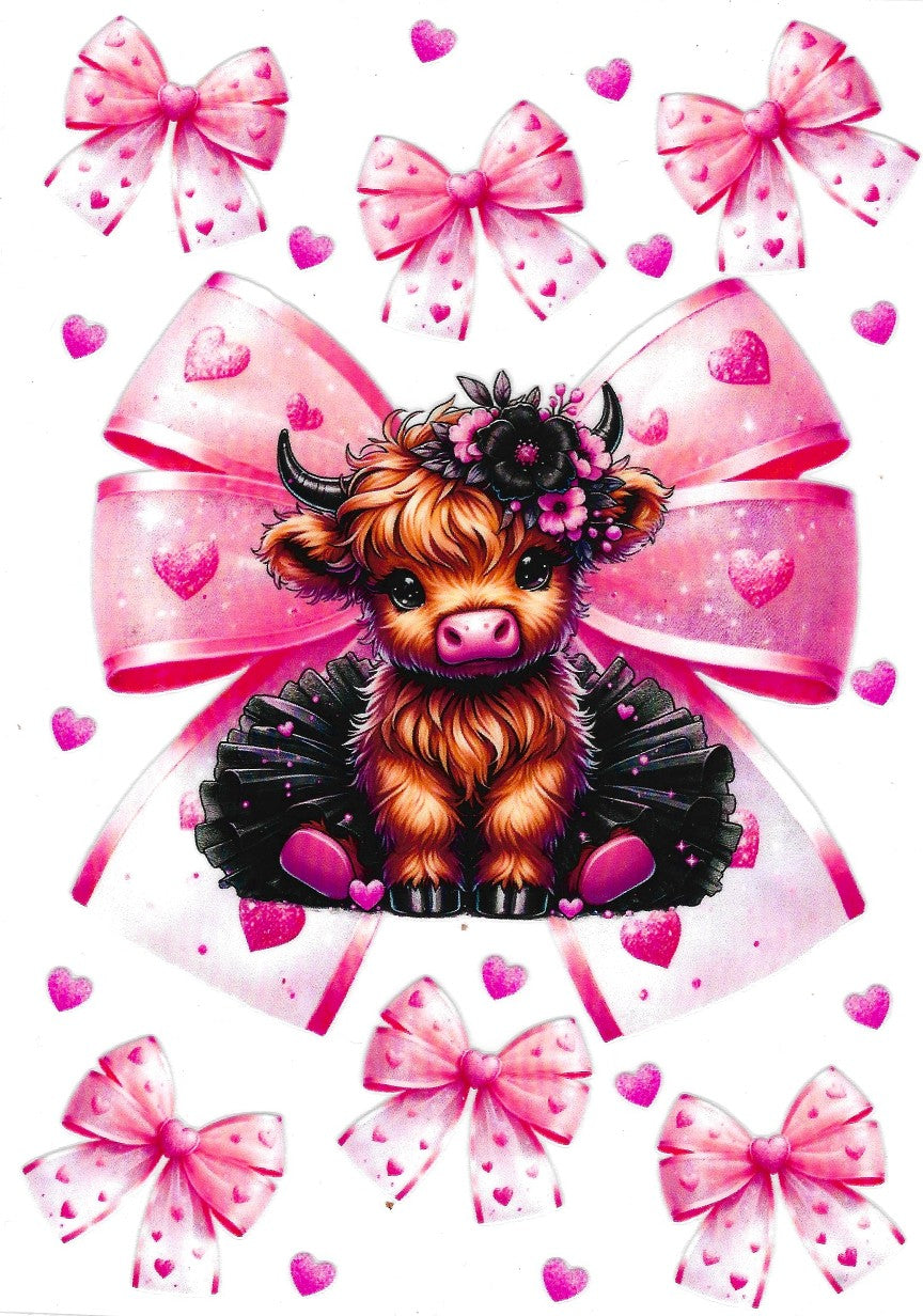 #631N- Highland Cow Pink Bows