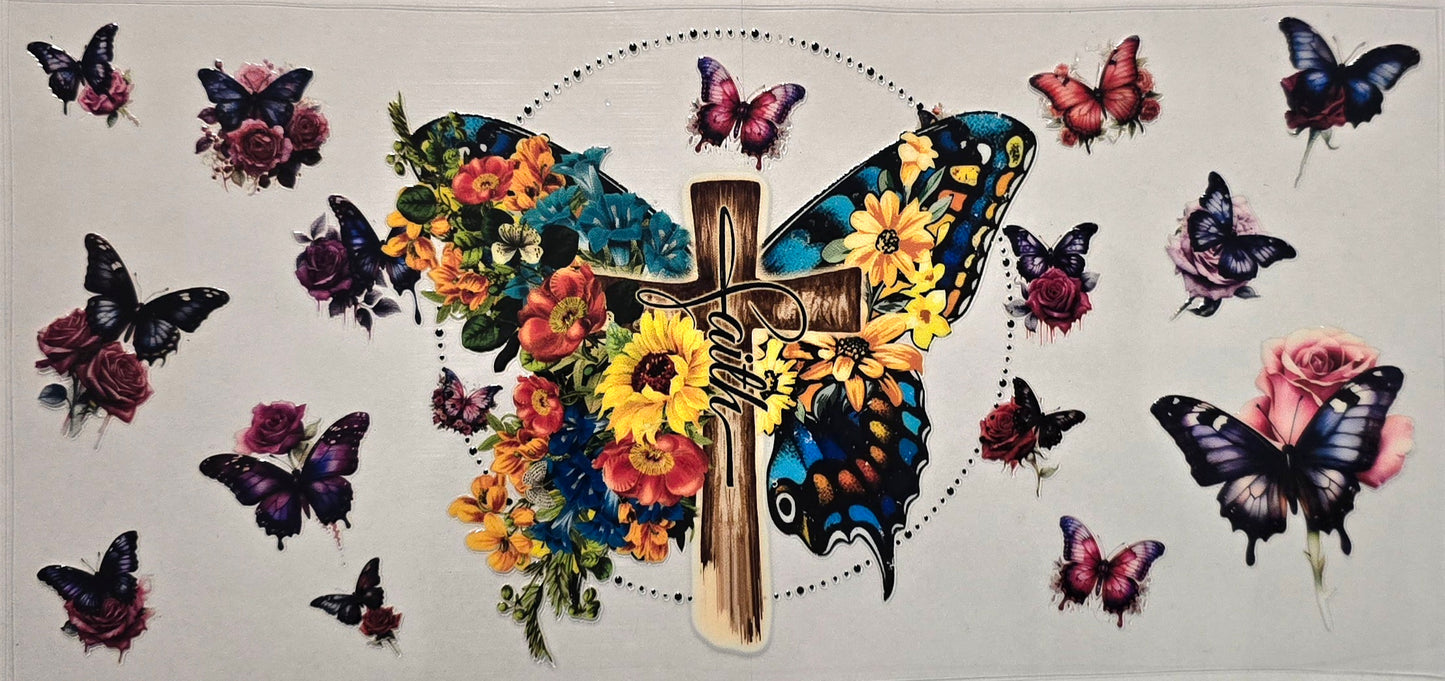 Butterflies "Faith"- cup wrap #236