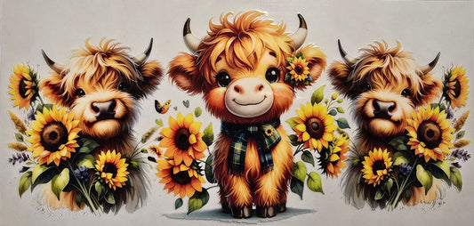 #422- Highland Cow- (Smiling sunflower cow)