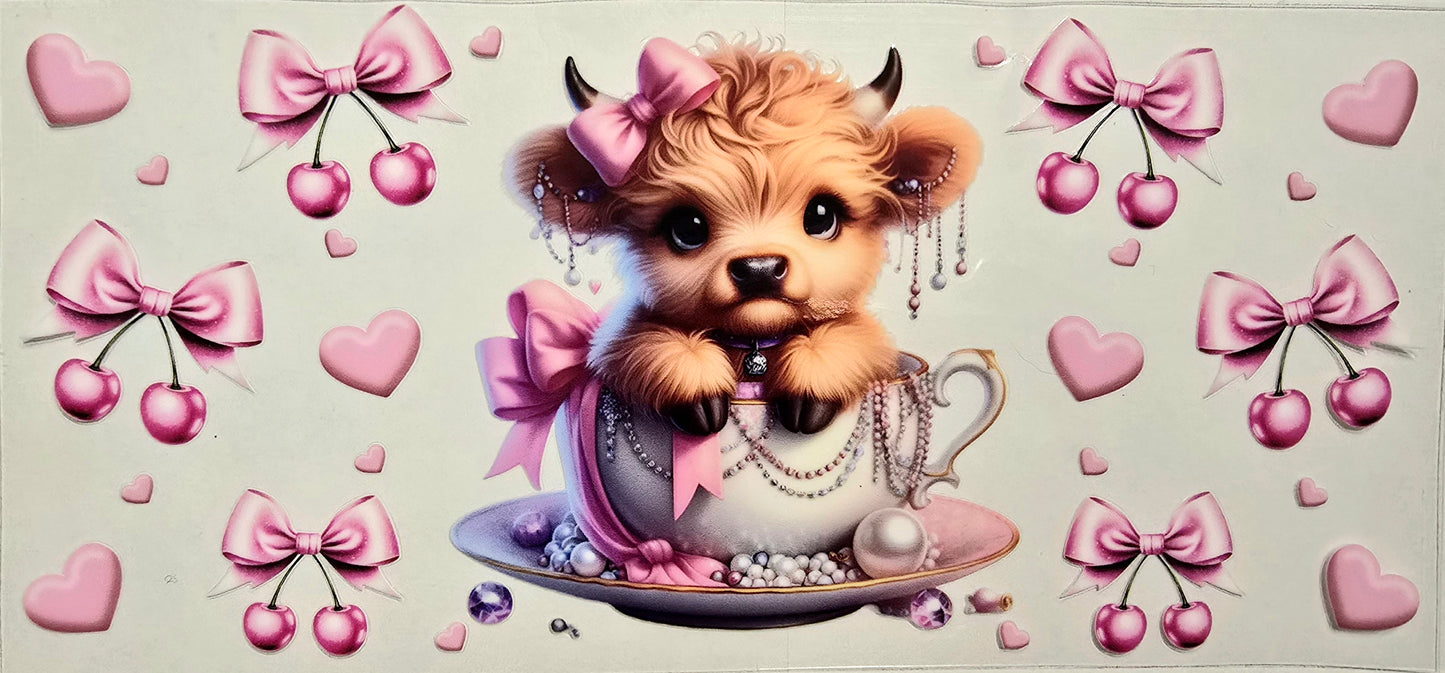 #418- Highland Cow (Pink Pearls & Bows)