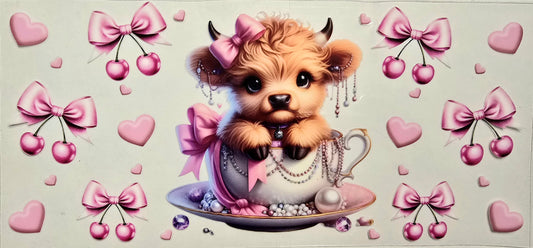 #418- Highland Cow (Pink Pearls & Bows)