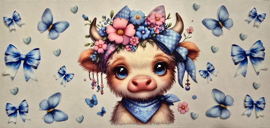 #411- Highland Cow (Blue bows)