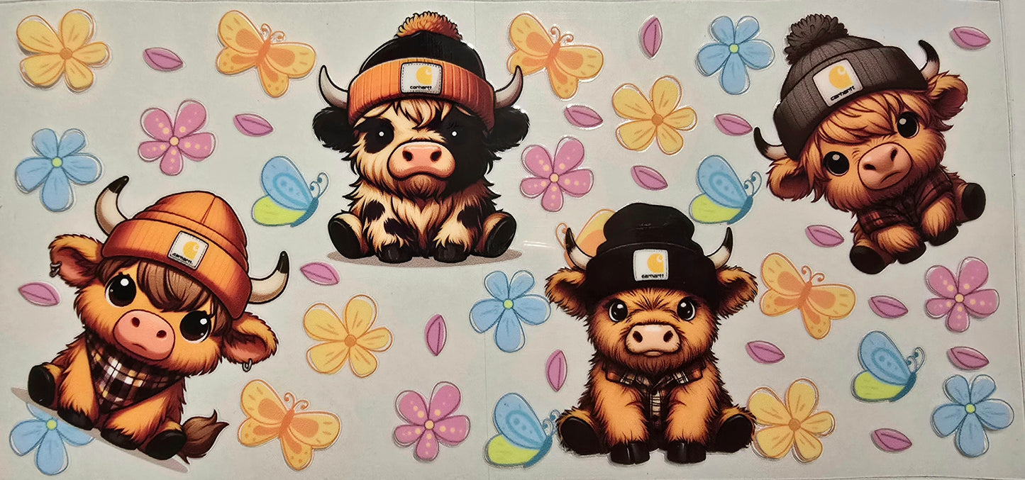 #410- Highland Cow (Flowers & Butterflies)