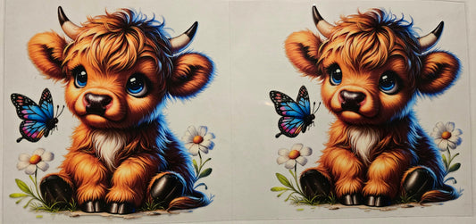 #407- Highland Cow (Blue & Butterfly)