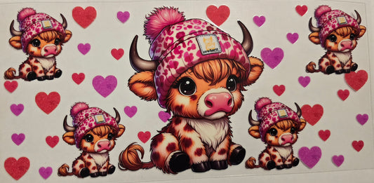 #400- Highland Cow (Red & Pink hearts)
