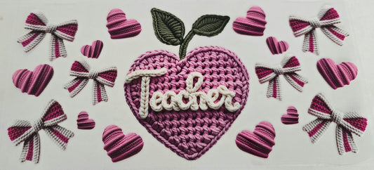 #612- Teacher (Pink heart apple)