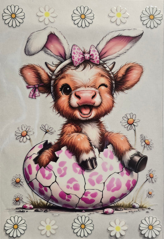 #628- Easter Bunny Highland Cow- Notebook Wrap
