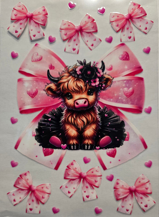 #631- Highland Cow Pink Bows