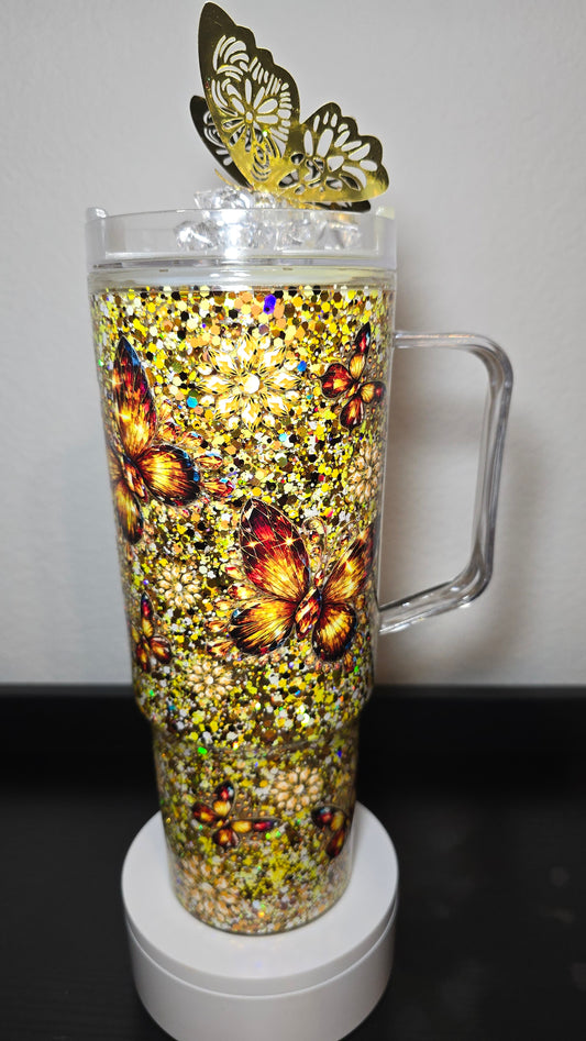 "Butterfly"-40oz Acrylic Snowglobe Tumbler