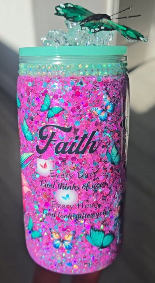 16oz Acrylic Faith Snow Globe Tumbler