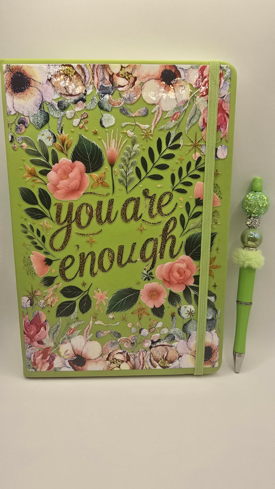 "You are enough" Notebook and pen bundle (green)