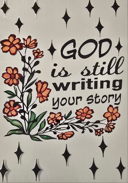 "God is still writing your story" Notebook wrap (orange) #302