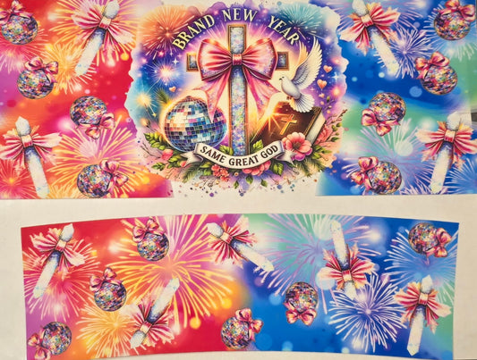 "Brand New Year, Same Great God" - cup/tumbler wrap