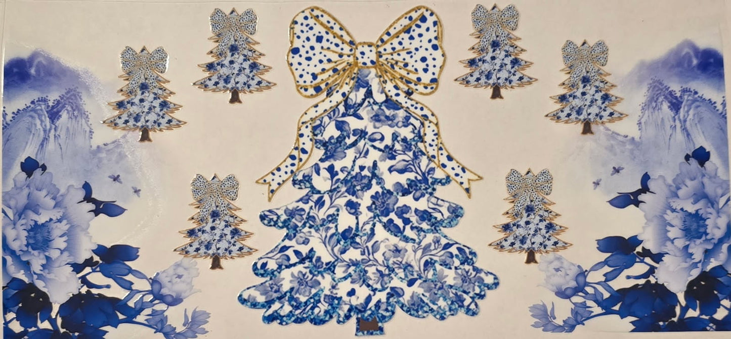 "Blue Christmas Trees" cup wrap- #216