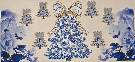 "Blue Christmas Trees" cup wrap- #216