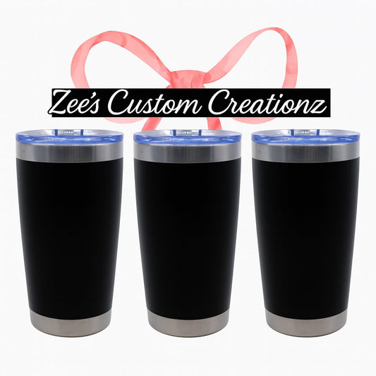 20oz Stainless Steel Insulated Tumbler with clear lid and straw- Black