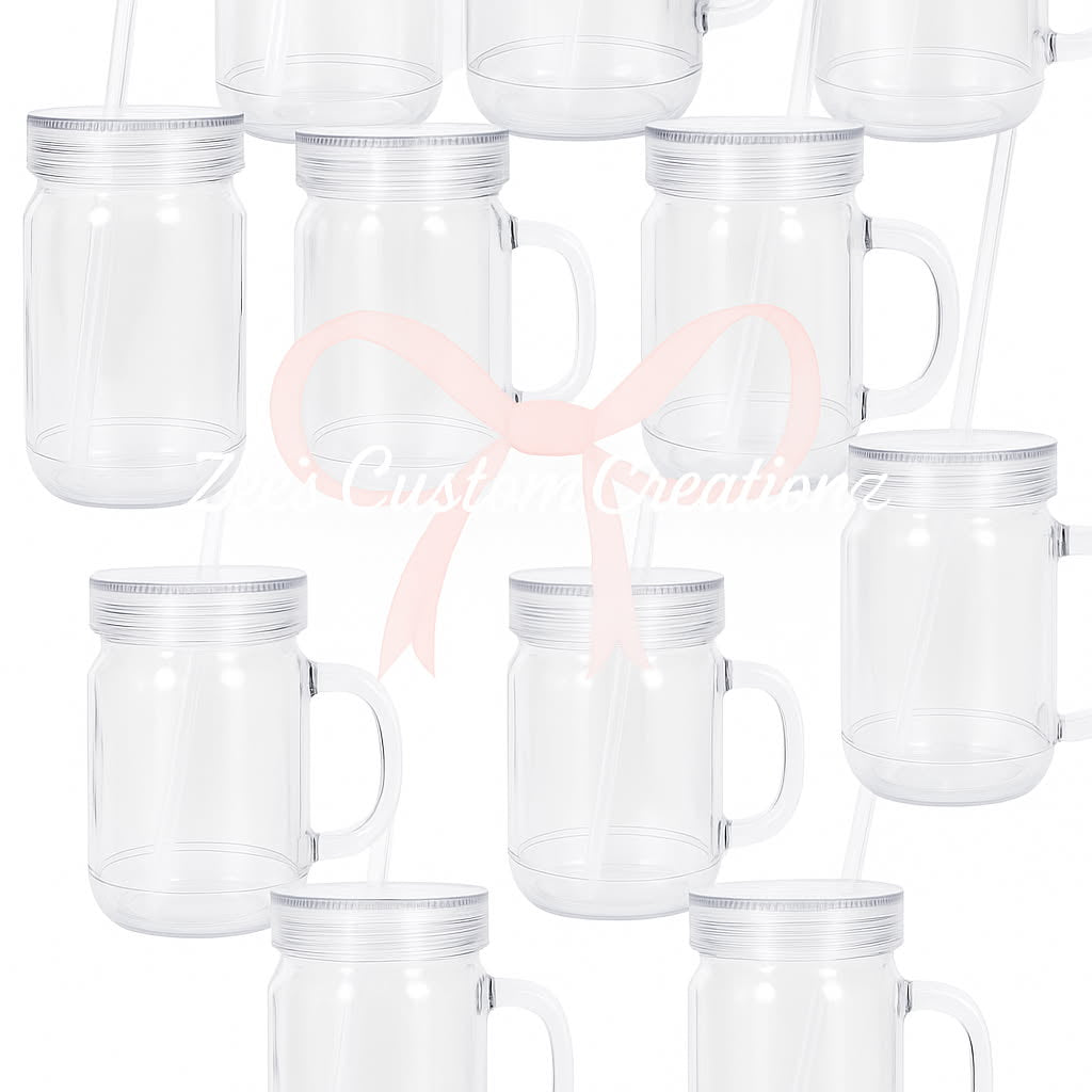 Acrylic Snow Globe Mason Jar with straw