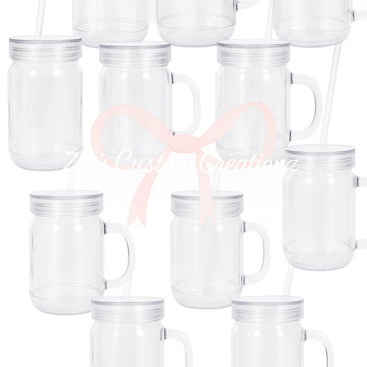 Acrylic Snow Globe Mason Jar with straw