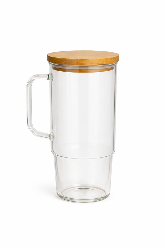 40oz Glass tumbler w/bamboo lid