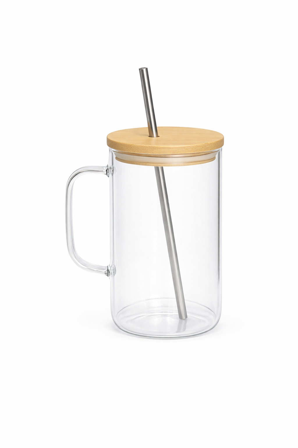 16oz Glass Coffee Mug with straw